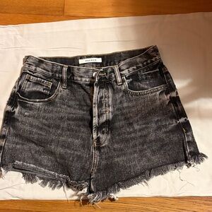 PacSun Charcoal Frayed Denim Shorts